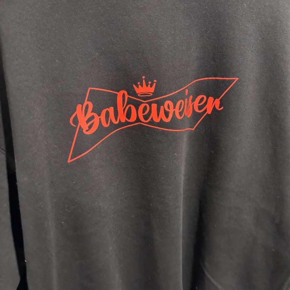 Babeweiser Logo Black Crewneck with Red Graphic